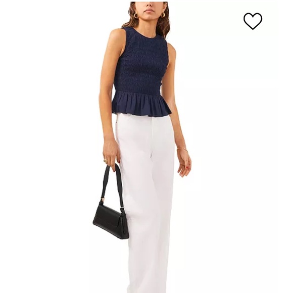 NWT Navy Peplum Shirt - Picture 5 of 7